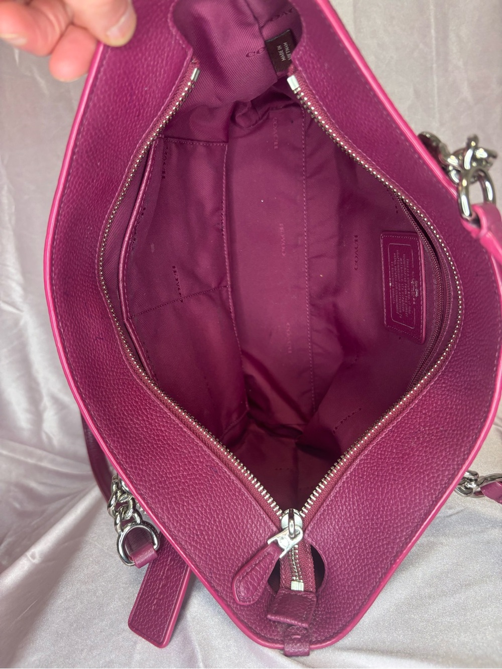 Coach Pebbled Leather Tote in Berry Plum - Picture 6 of 13